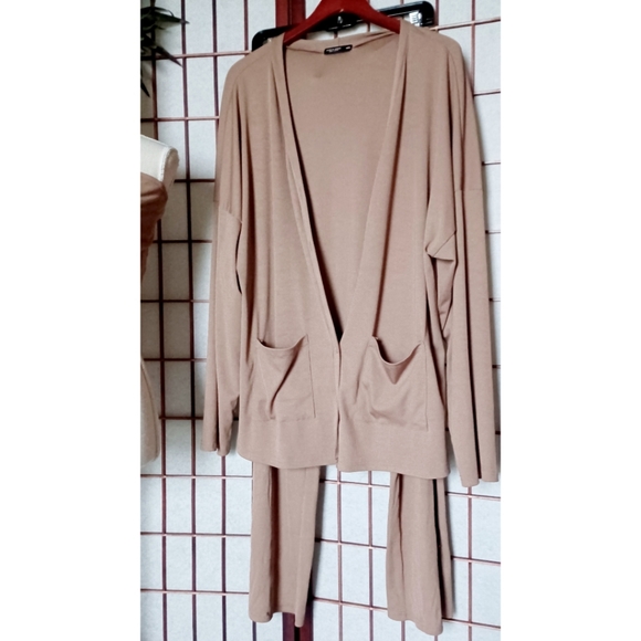 Shein Curve Plus Size Ribbed Open Edit 3-Piece So Soft Rib Cardigan Lounge Set - Picture 10 of 16